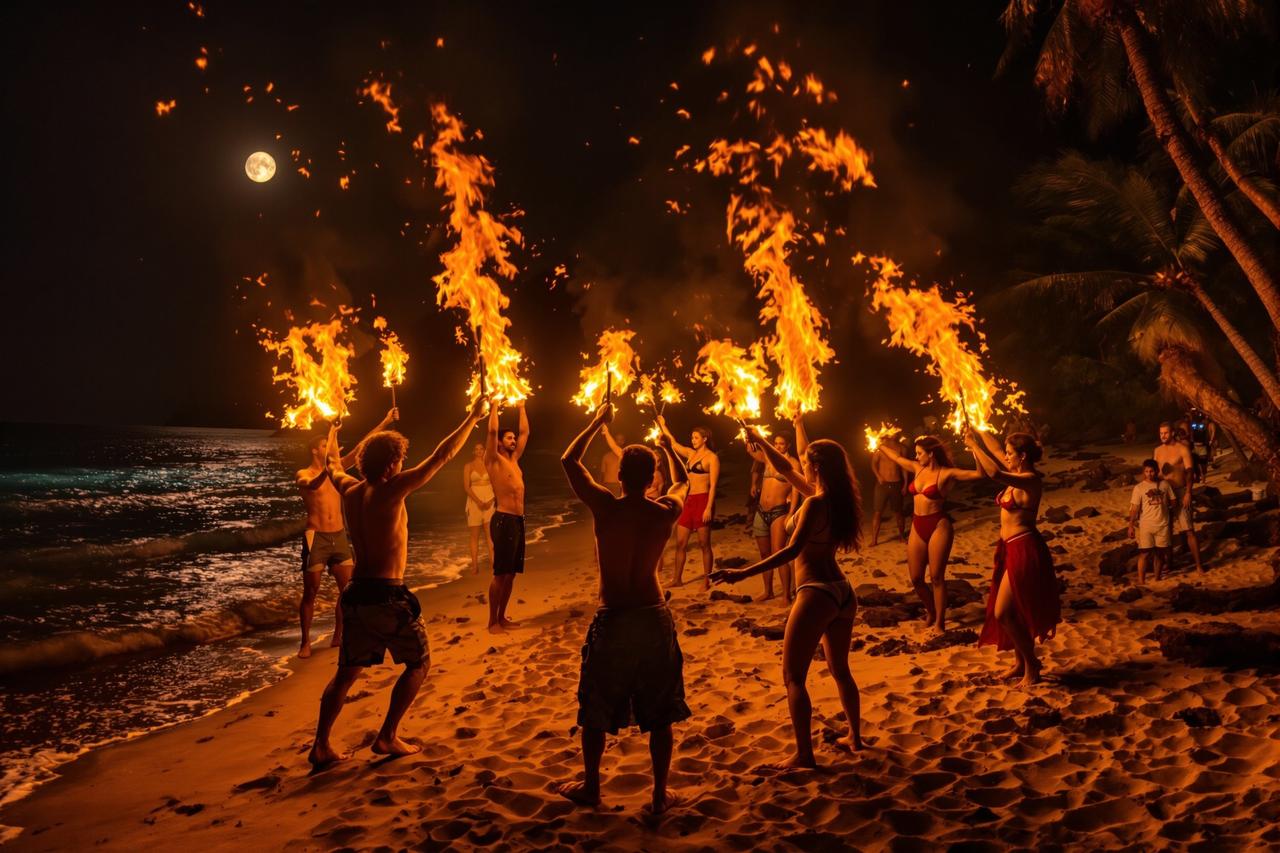 海岛夜生活:月光下的狂欢